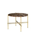 GUBI TS Round coffee table Brown emperador marble, ø55, brass stand