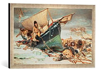 'Encadré Image de W. Thomas Smith "La fin de la de Franklin Expedition aufsuchung la Passage du Nord-Ouest, d'art dans le cadre de haute qualité Photos fait main, 60 x 40 cm, argent Raya
