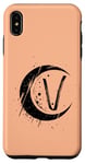 Coque pour iPhone XS Max Lettre V avec monogramme lune couleur pêche