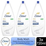 Dove Body Wash Deeply Nourishing Sulfate-free for Instantly Soft Skin, 3x720ml
