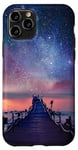 iPhone 11 Pro Clouds Sky Pink Night Water Stars Reflection Blue Starry Sky Case