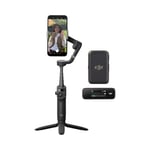 DJI OSMO Mobile 6 + DJI Mic (1 TX + 1 RX), 3-Axis Foldable Phone Gimbal, Android And iPhone Gimbal With ShotGuides, Vlogging Stabilizer, Wireless Mic For PC, iPhone, Record Interview, YouTube