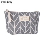 Zipper Pencil Case Canvas Bag Pouch Dark Gray