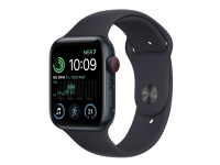 Apple Watch SE (GPS + Cellular) - 2a generation - 44 mm - midnattsaluminium - smart klocka med sportband - fluoroelastomer - midnatt - bandstorlek: standard - 32 GB - Wi-Fi, LTE, Bluetooth - 4G - 32.9 g