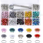 300 stycken 5 mm öljetter Metall öglor Kit Flerfärgad metall öljetter kit med installationsverktyg för skor Kläder Handväskor Gör det själv hantverk (10 färger)