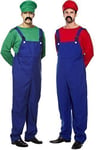 Mens Couples Adult Super Mario AND Luigi Plumber 80s Videogames TV Film Fancy Dress Party Costumes Outfit
