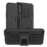 LFDZ Compatible with Samsung Galaxy A01 Case,Heavy Duty Tough Armour Rugged Shockproof Cover with Kickstand Case For Samsung Galaxy A01 Smartphone(Not fit Samsung Galaxy A11),Black