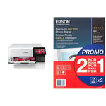 Epson EcoTank ET-8500 Print/Scan/Copy Wi-Fi Photo Ink Tank Printer, With Up To 2 Years Worth Of Ink Included & Premium Glossy Photo A4 Paper 2-for-1 (Pack of 15 + 15 Free) C13S042169, White