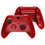 eXtremeRate Transparent Red Controller Full Set Housing Shell Case w/Buttons for Xbox Series X/S, Custom Replacement Side Rails Front Back Plate Cover for Xbox Series S & Xbox Series X Controller