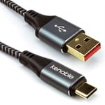 kenable PRO 20AWG USB-C Ultra Fast Charger/Quick Charge 3A+ Cable for Phones 1m BLACK [1 metres]
