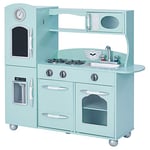 Teamson Kids Mint Wooden Toy Kitchen with Fridge Freezer and Oven TD-11414M