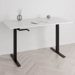 Höj och sänkbart skrivbord, vev, svart stativ, vit bordsskiva 180x80cm