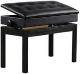 Leatherette Piano Stool Height Adjustable Seat Keyboard Bench Black (Color: White Size: Custom)-Black_Double Uptodate