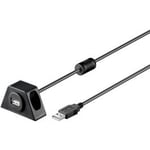 Goobay USB 2,0 Hi-Speed förlängningssladd med monteringsram, svart, 0,3 m,