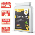 Vitamin D3 K2 Capsules 3,000 IU & 100ug MK7 Vegetarian Bone Joint Immune Support