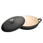 Denby - Halo Black Cast Iron Casserole Dish Shallow - Dutch Oven, Oven Safe Pot, Enamelled - 30cm, 3.65L Capacity