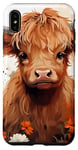 iPhone XS Max Cute Baby Highland Cow with Flowers Calf Animal Spring Case
