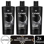 Lynx Black Shower Gel with Frozen Pear & Cedarwood HD Fragrance 700ml, 3 Pack