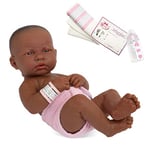 JC Toys - La Newborn First Day Afro-Américain | Poupée anatomiquement correcte pour Fille | Entièrement en Vinyle de 35,6 cm | Fabriquée en Espagne | Conçue par Berenguer | À partir de 2 Ans - Rose