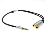 15cm PRO 3.5mm 4 Pole Headphone Splitter Jack to 2x Stereo Sockets [008784]