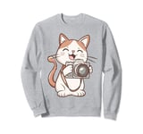 Kawaii Cat With Camera Photographer Funny Cute Photography Sweatshirt
