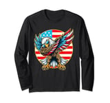 Dabbing Bald Eagle 4th Of July Patriotic American Flag Long Sleeve T-Shirt