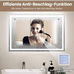 Badrumsspegel med anti-im klocka touch-omkopplare & minnesfunktion spegelvärme LED-spegel dimbar 3000K-6000K 75 x 50 cm