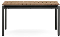 Canyelles, Udtrækkeligt udendørs spisebord, moderne, nordisk, metal by Laforma (H: 76 cm. x B: 140 cm. x L: 90 cm., Sort/Brun)