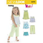 New Look 6473 - Klännning Top Byxa Shorts Baby Flicka