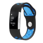 Fitbit Charge 2 two-color multihole silicone watch band - Black / Baby Blue