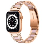 Apple Watch Series 4-6 40mm Armband i metall med fina stenar, Rosegold Rose