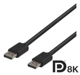 DELTACO DisplayPort-näyttökaapeli, DP 1.4, 7680x4320 i 60Hz, 2m, musta