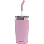 Sigg - Gobelet Isotherme Avec Paille en Verre Durable - Travel Mug Helia Lingonberry - Avec Brosse De Nettoyage - Étanche - Sans BPA - En Acier Inoxydable 18/8 - Yoga & Sport en Salle - Rose - 0,45L