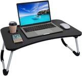 Laptop Bed Table,Portable Lap Desk,Notebook Stand Reading Holder,Notebook Table Dorm Desk with Foldable Legs & Cup Slot,for Eating Breakfast,Reading,Watching Movie on Bed/Sofa (Black)