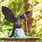 Water Spray Dragon Resin Waterscape Precision Casting Fire Breathing Dragon Sculpture Cool Country Garden Art Statue Suitable for Home Gardens, Patios, Fountain Centres or Pool Decorations