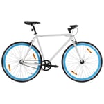 vidaXL Fixed gear cykel vit och blå 700c 51 cm 92270