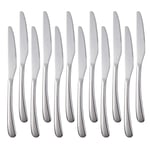 SUNSENGEUR Dinner Knives,18/10 Heavy-Duty Stainless Steel Dinner Knife Set of 12 for Commercial Kitchen Oval-Shaped- Great for BBQ Weddings - Dinners - Parties All Homes & Kitchens (Silver)