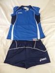 LADIES ASICS OLYMPIC STYLE ROYAL NAVY TOP & SHORTS - SIZE XXL - NEW WITH TAGS