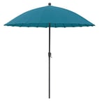 greemotion Parasol Rond Inclinable Sicile, Grand Parasol de Jardin ou Terrasse Ø env. 270 cm, Parasol à Manivelle Anti UV 50+, Bleu Pétrole/Anthracite
