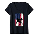 Womens Pegasus Horse Wings Silhouette American Flag USA Patriotic V-Neck T-Shirt