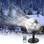 LED-projektorlampor för snöfall, lampor med roterande fjärrkontroll Vattentät landskapssnöflinga Dekorativ belysning för fest