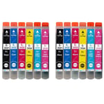 12 Ink Cartridges (Set) for Epson Expression Photo XP-55, XP-760, XP-860, XP-960
