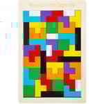 Träpussel Tetris 40 delar Hjärnteaserspel Tangram Pusselblock IQ-pussel Strumpfyllning Tidig pedagogisk gåva