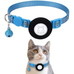 Kattehalsbånd med AirTag Silikondeksel og Reflekser - Lyse Blå