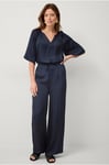 Ellos Collection - Pull on-byxor i satin - Blå