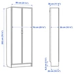 IKEA BILLY / HÖGBO bokhylla med glasdörrar 80x30x202 cm