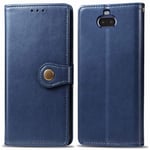 Protective Case For Sony Xperia 20 Retro Solid Color Leather Buckle Phone Case with Lanyard & Photo Frame & Card Slot & Wallet & Stand Function(Brown) Smartphone Slim Cover Shell ( Color : Blue )