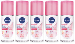 5 x 40ml NIVEA Roll On Deodorant Whiten Deep Serum Bright Firm Sakura