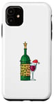 Coque pour iPhone 11 Bouteille de vin pour Noël Verres à vin guirlande lumineuse