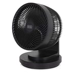 BLACK+DECKER BXFD52002GB 11 Inch Low Noise Air Circulator Desk Fan, 360 degree Air Flow, 8 Speeds, 3 Wind Modes, 7 Hour Timer and Remote Control, Black